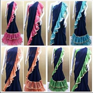 Bollywood Georgette Saree In Peach  Polka Dot